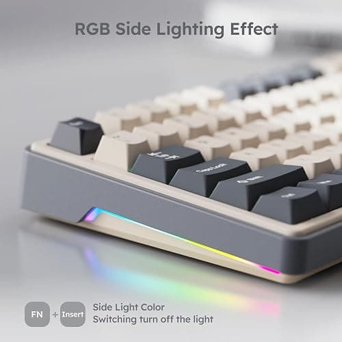 RK ROYAL KLUDGE R87 Pro Wired Mechanical Keyboard with Hot Swappable Knob 75% RGB Backlit Gaming Keyboard 88 Keys TKL Gasket Mounted with QMK/VIA and Linear Creamy Switch thumbnail 6