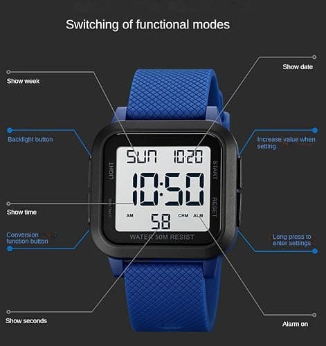 BESTKANG Unisex LED Digital Watch Women Men Digital Sports Watch Fashion Simple Luminous Waterproof Watch thumbnail 5