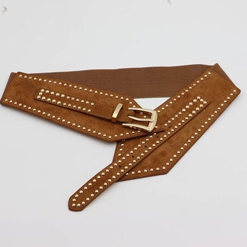 ZYALTFDC Women Wide Elastic Belts Chunky Stretchy Thick Belts for Women Dress Retro Cinch Girdle Vintage Waistband - Brown - Suit for waist size 28"-35.5" thumbnail 3