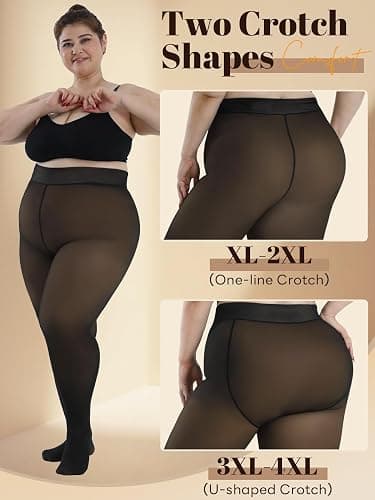 Spring Water Plus Size Fleece Lined Tights Women Thermal Winter Warm Thick Sheer Black Skin Tone Translucent thumbnail 7