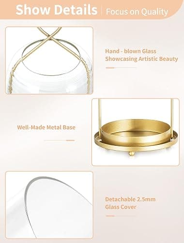 NUPTIO Glass Lanterns Decorative Outdoor: Gold Hurricane Candle Holders for Pillar Candles - Set of 2 Hanging Lantern for Home Thanksgiving Christmas Party Centerpiece thumbnail 3