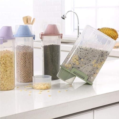 PISSION Pet Food Storage Container with Graduated Cup and Seal Buckles Food Dispenser for Dogs Cats (Pink) thumbnail 5