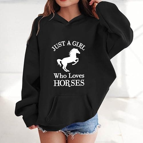 Generisch Girls Hoodies & Sweatshirts Winter Warm Fleece Jumper with Pocket Cute Horse Print Casual Long Sleeve Hoodie for Kids thumbnail 3