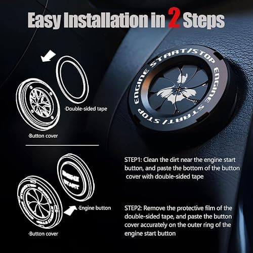 Tybasthe Rotary Push Start Button Cover, Bat Man Car Accessories Engine Start Stop Button Cover, Car Stickers Interior Decor, Motorcycle Ignition Key Switch Cover, Black thumbnail 5