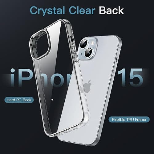 JETech Case for iPhone 15 6.1-Inch, Non-Yellowing Shockproof Phone Bumper Cover, Anti-Scratch Clear Back (Clear) thumbnail 3
