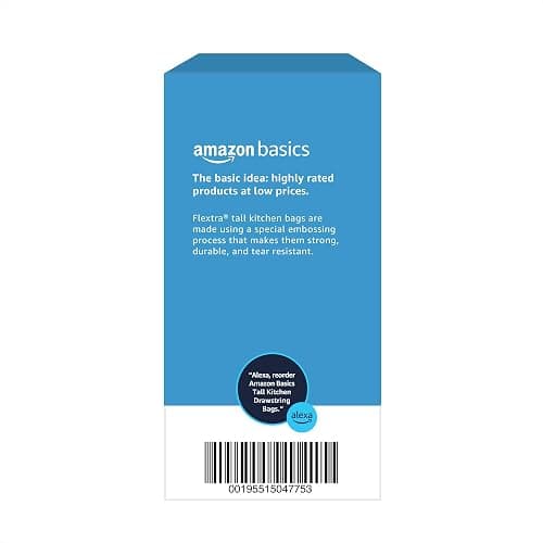 Amazon Basics 13 Gallon Tall Kitchen Drawstring Trash Bags, Flextra Strength, Clean Fresh Scent, Tear Resistant, 0.9 mil Thickness, 10% Post Consumer Recycled, 120 Count thumbnail 6
