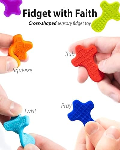 12 Pcs Cross Fidget Toy, Textured Worry Pocket Cross, Quiet Sensory Toy for Autism ADHD, Stress Relief, Christian Prayer Cross Fidget for Church Giveaways, Sunday School, Classroom Prizes. thumbnail 2