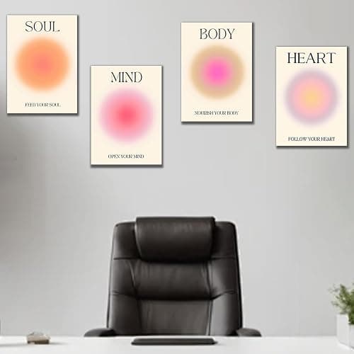 BSITSSS Retro Gradient Positive Aura Wall Art Decor Set of 4, Aura Poster for Room Aesthetic, Wall Art Posters for Bedroom Living Room Decor, A4 Canvas Wall Art Pictures Decoration thumbnail 5