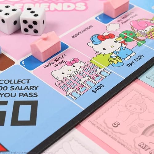 Monopoly: Hello Kitty and Friends, Buy, Sell, Trade Buildings from The Animated Series, Featuring My Melody, Badtz-Maru, Keroppi, Classic Monopoly Game, Officially-Licensed Hello Kitty Merchandise thumbnail 5