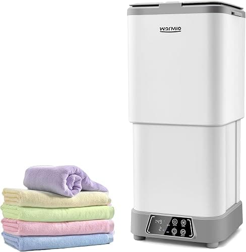 Warmio 30L Towel Warmer,Large Luxury Towel Warmers, Hot Towel Warmer with Dryer, Adjustable Heating Time Setting, Fragrance Disc,12h Delay Time,Towel Warmers for Bathroom,Spa Home (White-Grey) - Image 1