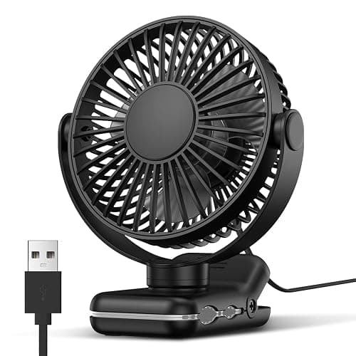 USB Clip on Fan, 720° Rotation Portable Desk Fan, Quiet Brushless Motor, Strong Grip Ideal for Office Home Dorm - Image 1