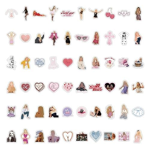 60PCS Sabrina Carpenter Stickers Pack for Water Bottle, Laptop, Kindle, Cartoon Music Singer Stickers for Phones, Notebook, Refrigerators, Bicycles, Cars, Helmets, Gift for Fans thumbnail 3