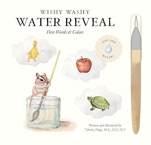 Wishy Washy (Water Reveal Edition): A Reusable Water Reveal Activity Book Teaching First Words and Colors (Tabitha Paige Children's Book Series) - Image 1