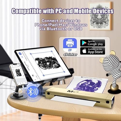 Tattoo Stencil Printer for Artist Unique Gold Tattoo Printer Professional-Grade Transfers Capable of Handling Complex Shading and Linework for Compatible with Smartphone & PC Tattoo Supplies thumbnail 7