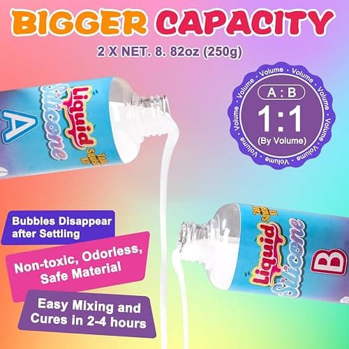 JOICEE Taba Squishy Kit, DIY Squishy Making Kit 18OZ 1:1 AB Liquid Silicone with 6 Molds for Make Your Own Super Soft Squishies Maker Kits Birthday Holiday Gifts Party Favors thumbnail 5