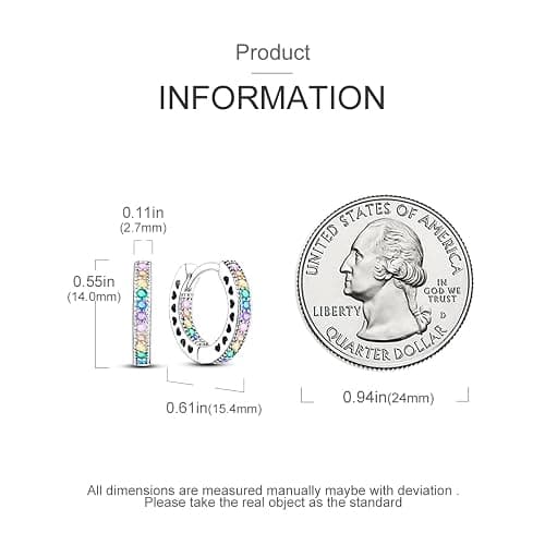 NARMO 925 Sterling Silver Earrings for Women Colored Huggie Hoop Earrings thumbnail 3