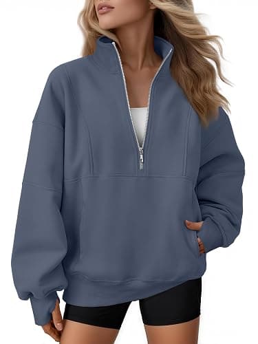 AUTOMET Womens Quarter Zip Oversized Sweatshirts Teen Fleece Pullover Hoodies 2026 Mock Neck Sweater Fall Workout Jacket - Image 1