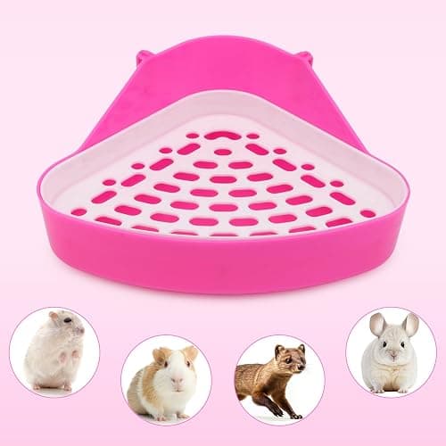 Hypeety Pet Toilet Small Animal Litter Tray Corner for Hamster Guinea Pig Ferret Gerbil Chinchilla Pet Small Rat Toilet Pink thumbnail 3