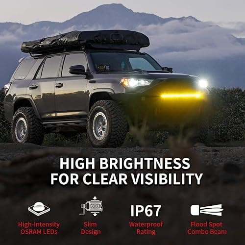 LASFIT 32 inch Amber LED Light Bar, 8650LM/2000K Slim Row Light, Spot Flood Combo LED Bar, Yellow Off Road Driving Lights for Truck, Pickup, SUV, ATV, Marine thumbnail 2