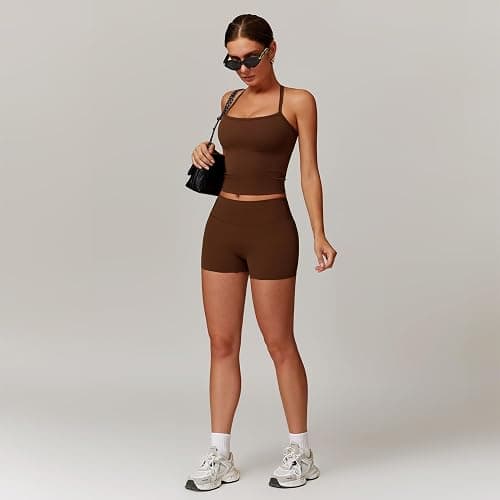 GXGPML Women 2 Piece Workout Sets (2025 NEW) Yoga Outfit Open Back Tank Top High Waisted Shorts Gym Sets Tracksuits thumbnail 3