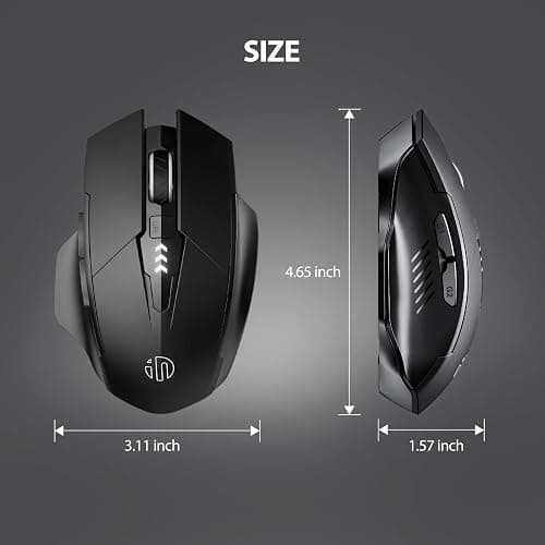 INPHIC Wireless Mouse Rechargeable, Silent Click, [Battery Level Visible] | USB 2.4G Cordless Mouse for Laptop PC Computer Tablets, 6 Buttons, 2400DPI 4 Adjustment Levels, Black thumbnail 8