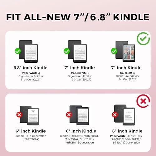 Pink Bow Case for 7"/ 6.8“ Kindle Paperwhite 12th/11th Generation,Hand Strap Stand Book Cover Sleeve for Kindle Colorsoft Signature Edtion,2025 Cute Coquette Ereader Ebook Gifts thumbnail 2