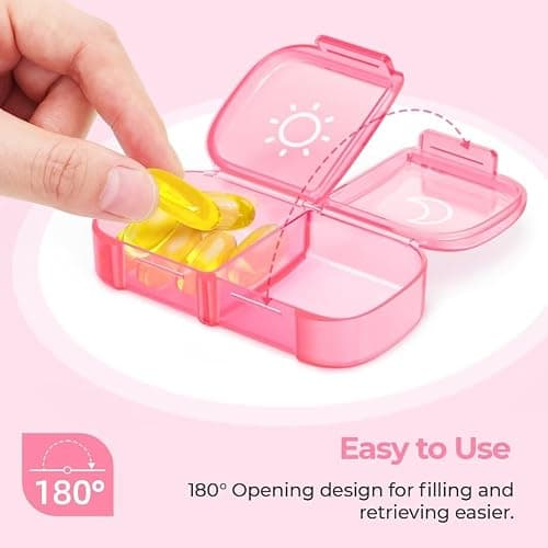 AUVON XL Weekly Pill Organizer 2 Times a Day, AM PM Pill Case with One-Side Large Opening for Easy to Use, Pill Box 7 Day Travel Medication Organizer for Medications, Vitamins, Fish Oils, Supplements thumbnail 2