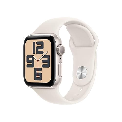 Apple Watch SE (2nd Gen) [GPS 40mm] Smartwatch with Starlight Aluminum Case with Starlight Sport Band M/L. Fitness and Sleep Trackers, Crash Detection, Heart Rate Monitor, Retina Display - Starlight Aluminum Case with Starlight Sport Band - 40mm Case + Medium/Large band - GPS - Without AppleCare+