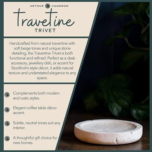 Arthur Cameron – Travertine Trivet – Minimalist Stockholm-Style Room Décor, Elegant Desk Accessory & Thoughtful Gift for Her thumbnail 5