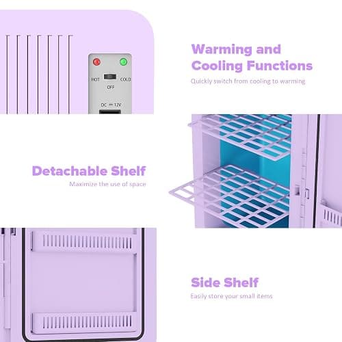 Kikihouse 22L/30Cans Mini Fridge for Bedroom, 12v DC Portable Cooler & Warmer, Mini Refrigerator with Glass Front, for Car Office Desk & Dorm Room Food Beverage Skincare Makeup thumbnail 9