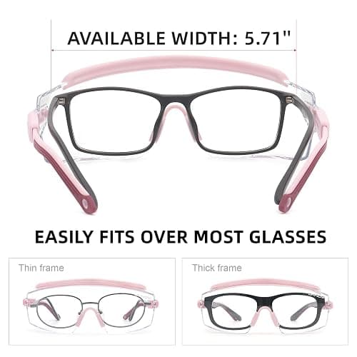 UKNOW Safety Goggles Over Glasses, Anti Fog Safety Glasses with Clear Wraparound Lens, ANSI Z87.1 Protective Eyewear thumbnail 2