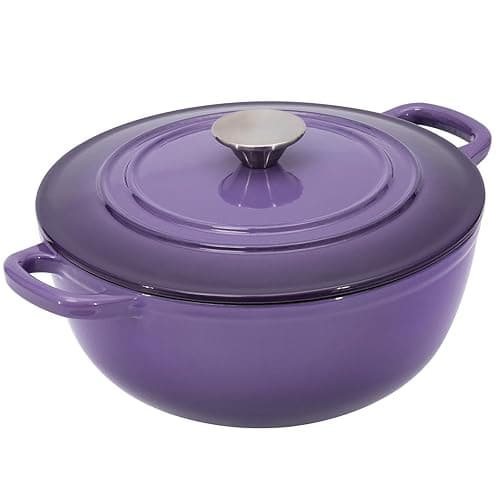 Flavehc Dutch Oven Pot with Lid 3.8 qt Cast Iron Dutch Oven for Bread Baking Purple Enameled Cast Iron Dutch Oven with Handels