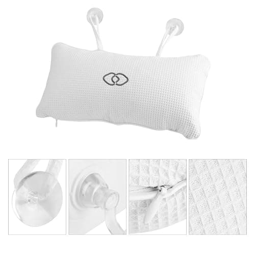Nikou Bathtub Spa Pillow - Bath Cushion Bath Pillows White - Spa Pillow with Suction Cups,Supports Neck and Shoulders,for Hot Tub Home Spa Jacuzzi Bathtub Head Rest, Comfortable & Soft thumbnail 5