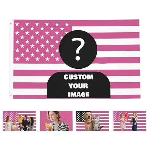 Custom Pink American Flag 3x5 Ft Double Sided Outdoor, Personalize Print Your Own Text/Photo/Logo, Customized Flags for Outside, Design Your Image for Funny Tapestry Poster Banners - Image 1