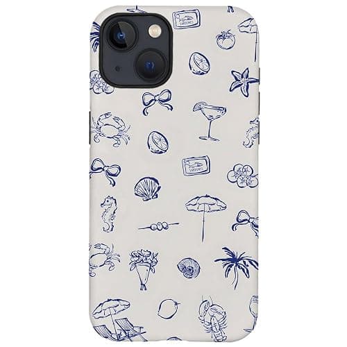 NOWETOO Case for iPhone 14,Blue Sea Coastal Phone Case,Trendy Frosted Silicone Shockproof Cover for Girl Women - Image 1