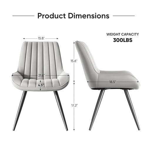Nalupatio Modern Dining Chairs Set of 4, Comfy Dining Room Chairs with Thick Cushions, Upholstered Fabric Kitchen Side Chairs with Metal Legs, Grey - Grey - Set of 4 thumbnail 2