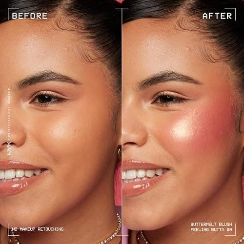 NYX Professional Makeup Blush in Polvere, Per un Look Fresco e Colorato, Arricchito con Burro di Mango, Mandorle e Karitè, Sfumabile, Buttermelt, Tonalità: Feeling Butta, 5 g thumbnail 3