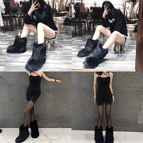 Valpeak Snow Boots for Women 2024 Furry Boots Winter Knee High Flat Heel Fluffy Faux Fur Boots thumbnail 6