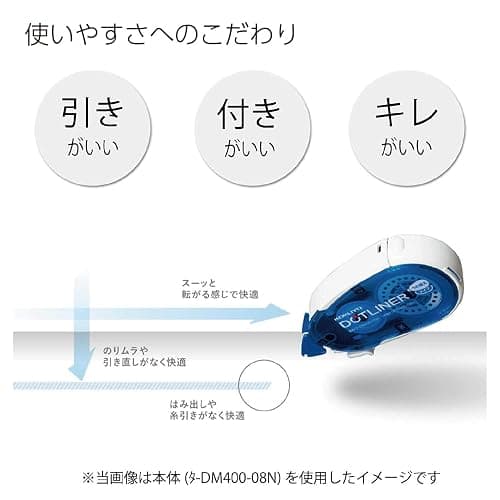 KOKUYO Glue Tape for Scrapbooking, 52.5 Ft x 0.33 in Double Sided Tape Roller for Crafts, Blue Dot Pattern Tape Runner, Adhesive Scrapbook Supplies. Japan Import (TA-DM400-08) thumbnail 7