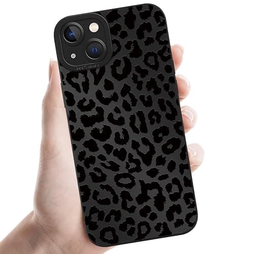 Cinysnt Cute Cheetah Print Phone Case for iPhone 13 Black Luxury Leopard Case 6.1", Aesthetic Pattern Design Cover Full Camera Lens Protective Shockproof Soft Slim TPU Funda for Women Girls - Image 1