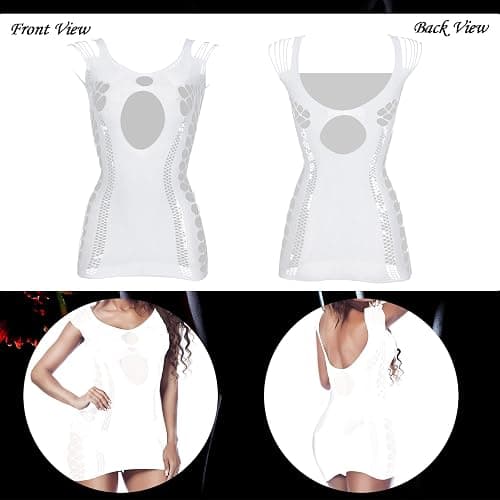 Geyoga 12 Pieces Women's Fishnet Lingerie Mesh Babydoll Bodysuit Lace Smock Lingerie for Women (Fresh Color) thumbnail 3