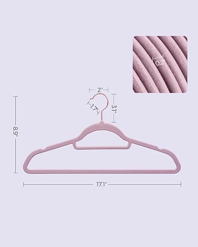 SONGMICS Velvet Hangers, Set of 50 Clothes Hanger with Rose Gold Swivel Hook, Non-Slip, and Space-Saving, 0.2-Inch Thick, 17.1-Inch Long for Coat, Shirt, Dress, Pants, Tie, Lavender Purple UCRF021GP50 thumbnail 2