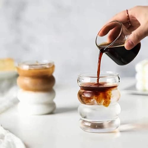 Ework4U 2 Pcs Drinking Glasses with Glass Straw 14oz Glassware Set,Cocktail Glasses,Iced Coffee Glasses,Beer Glasses,Ideal for Water,Soda,Tea,Gift - with Cleaning Brushe thumbnail 4
