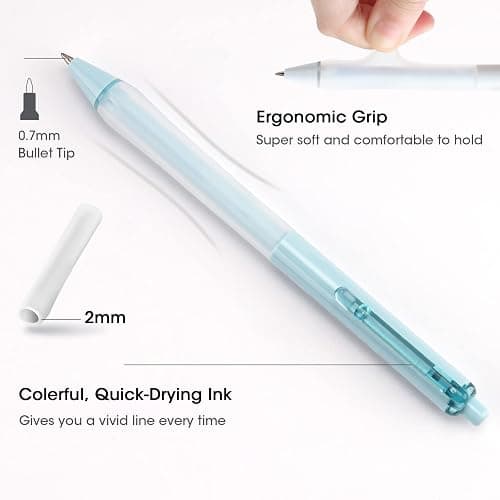 WRITECH Gel Ink Retractable Pens: Soft Grip Black Ink 0.7mm Fine Point 8ct | Comfort Grip Extra Smooth Bullet Tip Pens Set No Bleed for Workers School Teachers Planner Lovers Journaling Note Taking thumbnail 3