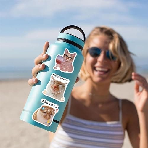 Cat Meme Stickers, Funny Cat Stickers for Kids Journaling Adults Kawaii,Cute Waterproof Vinyl Sticker for Water Bottles Laptops 50Pcs thumbnail 2