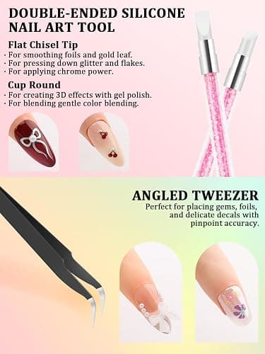 YOOVR Nail Art Tools Set, Nail Stand for Press on Holder for Painting Nails, Nail Art Brushes and Dotting Tools, Nail Design Tools Supplies, Gel Polish and Builder Brush, French Tip Brush, Liner Brush thumbnail 7