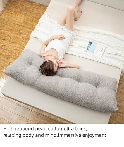 UNWAAT Bolster Headboard Pillow,Teddy Velvet Reading Pillow Detachable Cleaning Large Bolster Triangular Headboard Cushion Soft and Fluffy Daybed Pillows (Brown, Twin) thumbnail 6