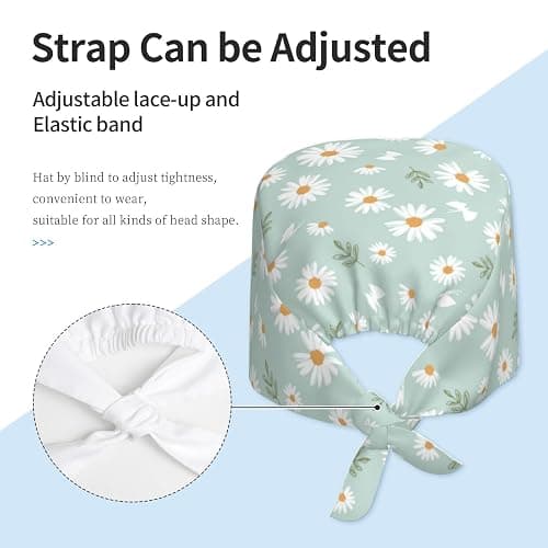 Working Cap Scrub Cap with Sweatband Adjustable Unisex Women Tie Back Hat Nurse Surgical Caps thumbnail 4