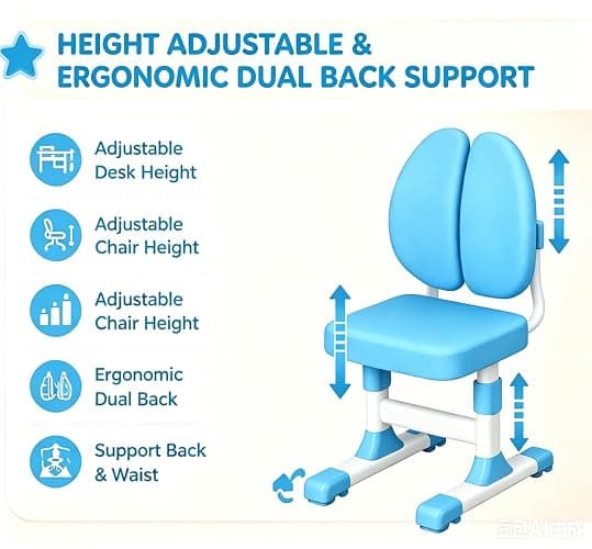 Tazauue Kids Desk and Chair Set, Height Adjustable Children Study Table and Chair, Desk for Kids, Toddler Writing Table with Bookstand and Storage Drawer, Mesa para Niños for Boys Girls thumbnail 4