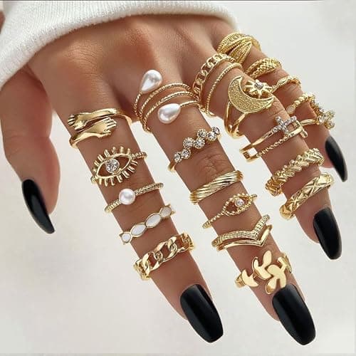 CHICUTIE Gold Knuckle Rings Set For Women Stackable Joint Finger Midi Rings Dainty Cubic Crystal Zirconia Simple Hollow Twist Cute Rings Pack Jewelry Gift thumbnail 6